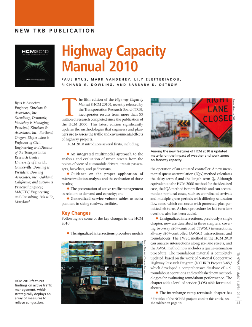 Highway Capacity Manual 2010 Download Pdf